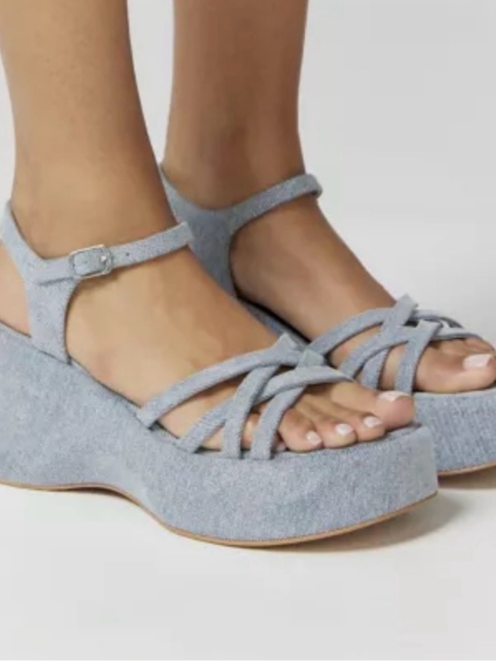 Steve Madden Crazy 30 Denim Platform Wedge Sandals Sz 11